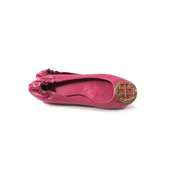 Tory Burch Size 7.5 Hot Pink Leather Reva Ballets - Picture 8 of 9